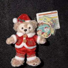 美品！ダッフィー　 クリスマスぬいぐるみバッジ