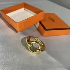 【極美品・箱付】HERMES エルメス スカーフリング ジャンボ ゴールド