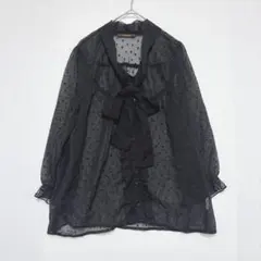 チャオパニック ドット柄シアーボウタイブラウス 黒 M 上品　きれいめ　透け感