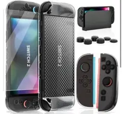 Switch2 カバー ドック対応 分体式 全面保護 薄型 親指キャップ 透明