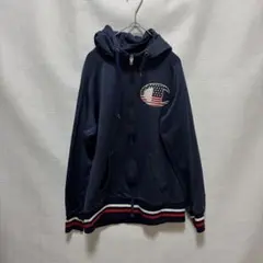 Champion チャンピオン フルジップパーカー 星条旗ロゴ ネイビー L