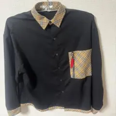 INTER FACTORY 切替チェック 長袖シャツ 黒 M