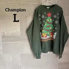 Champion 【L】クリスマスデザイン トレーナー チャンピオン グリーン