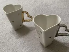 Francfranc ハート型マグカップ2個セット箱無し　ペア　ゴールドシルバー