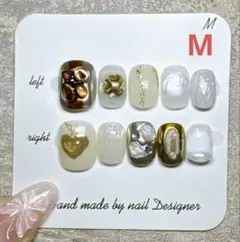 E005 Mサイズ　ハンドメイド　ネイルチップ　ベリーショート