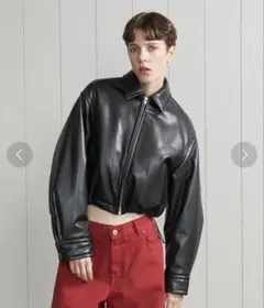 H BEAUTY&YOUTH レザーライク パデッドブルゾン