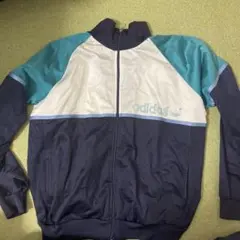 [adidas]vintageジップアップトラックジャケットネイビー/ターコイズ