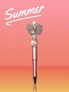 くすみピンクリボン　シュガー王冠　カスタムボールペン※替え芯1本付きです。