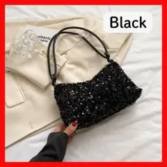 パーティバッグ　ブラック　スパンコール 黒 肩掛け 結婚式 謝恩会　二次会