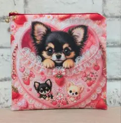 1000円均一 両面フラットポーチ ブラックタンチワワちゃん - メルカリ