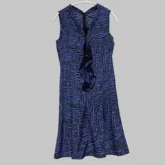 C’EST CHIC’A セシカ＊ノースリーブ ワンピース 38 青×黒のサムネイル