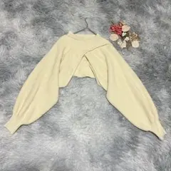 マジェスティックレゴン（M）長袖 ニット プルオーバー ショート丈 ぽわん袖