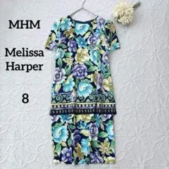 M.H.M. 花柄ワンピース　トリム　レトロ　個性派　ネイビー系　セットアップ風
