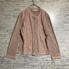 CORDIER 絹混　ピンクレース長袖トップス　40サイズ　カジュアル　美品のサムネイル