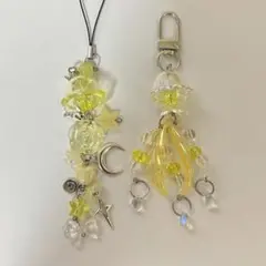 クラゲ ビーズキーホルダー クラゲチャーム イエロー 韓国 y2k