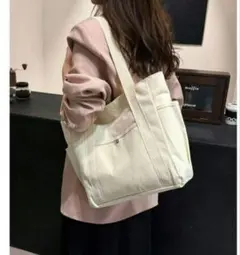 トートバッグ 白 ホワイト キャンバス 大容量 A4 マザーズバッグ