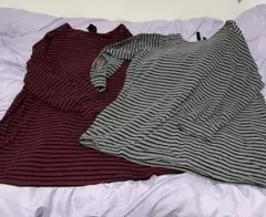 最終値下げ！美品・4Lストライプ柄長袖チュニック2点セット♡