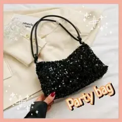 パーティバッグ　ハンドバッグ　スパンコール　ブラック　ショルダーバッグ