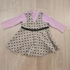 nino セット　チェック柄ジャンパースカート、長袖