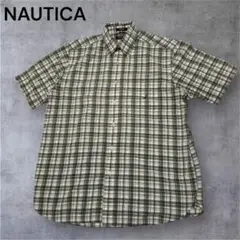 NAUTICA ボタンダウン半袖チェックシャツメンズM