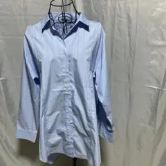 未使用M’sstyleストライプシャツブルー長袖レディースゆったり