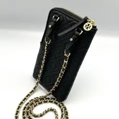 トリーバーチ スマホ　チェーンショルダー アクセサリーポーチ レザー ゴールド