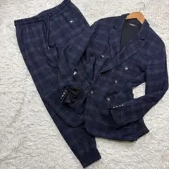 ✨美品✨1PIU1UGUALE3 チェック柄　ダブル　スーツ　セットアップ　L