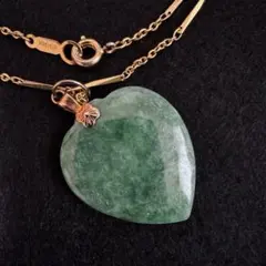 K18GF ハート型 翡翠 アンティーク 切子 ネックレス ヒスイ