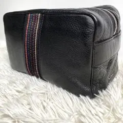 美品✨Paul smith バック クラッチバッグ レザー 黒 マルチストライプ
