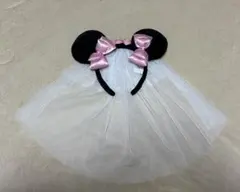 ミニー カチューシャ ピンクリボン付き ウェディング風