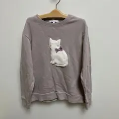 猫の刺繍付き薄紫色トレーナー