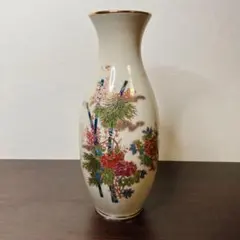 【伝統美×現代感】九谷焼 彩色花瓶 金彩縁 約30cm 飾るだけで華やぐ