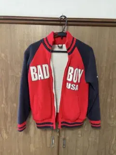 BAD BOY USA 90's希少ニットジャケット レッド ブラック　サイズSのサムネイル