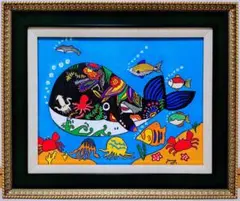 【F6号】ジミー大西【海】手描き/表裏サイン有/油彩/アクリル/絵画/額縁/額装のサムネイル