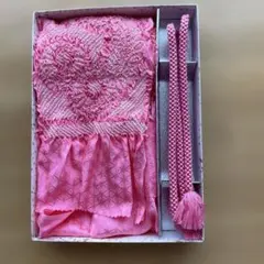 最終お値下げ！帯揚げ 帯締め セット しぼり花柄 ピンク色
