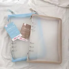 ダイソー 6リングファイル（ 水色・ベージュ ）