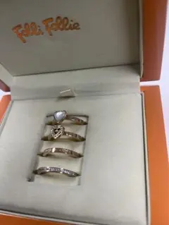 Folli Follie フォリフォリ4連リングピンクゴールドハートモチーフ