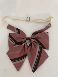 アズール 赤とグレー ストライプリボン