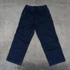 ダークブルー ワイドレッグデニムパンツ