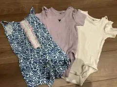 ベビーまとめ売り　3枚セット　80cm 花柄ノースリーブロンパース