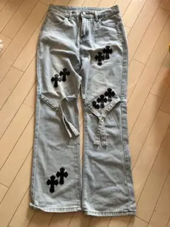 韓流　クロス　デニム　ゆったり