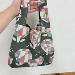 ハンドメイドエコバッグ　コンビニサイズ　木と小鳥