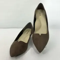 24.5cm velikoko ブラウン スエード ポインテッドトゥ　パンプス
