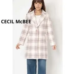 起毛チェックチェスターコート ピンク セシルマクビー（CECIL McBEE）