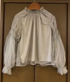 新品★ELENCARE DUE グレー バルーンスリーブ オーガンジーブラウス