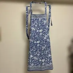 WILLIAMS SONOMA 花柄エプロン ネイビー未使用に近い