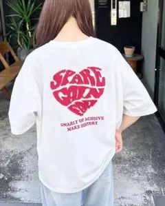 INGNI 今季　Tシャツ バックハート貼付チュニック 赤 ハート