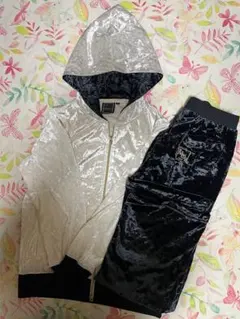 Kaepa ベロア ジャージ　ホワイト×ブラック Ｍサイズ相当
