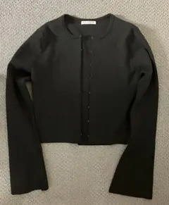 クロップド ホック カーディガン-ウォッシャブル- ブラック FREEサイズ