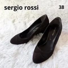 セルジオロッシ スウェード パンプス ウェッジヒール イタリア製 ブラウン 38